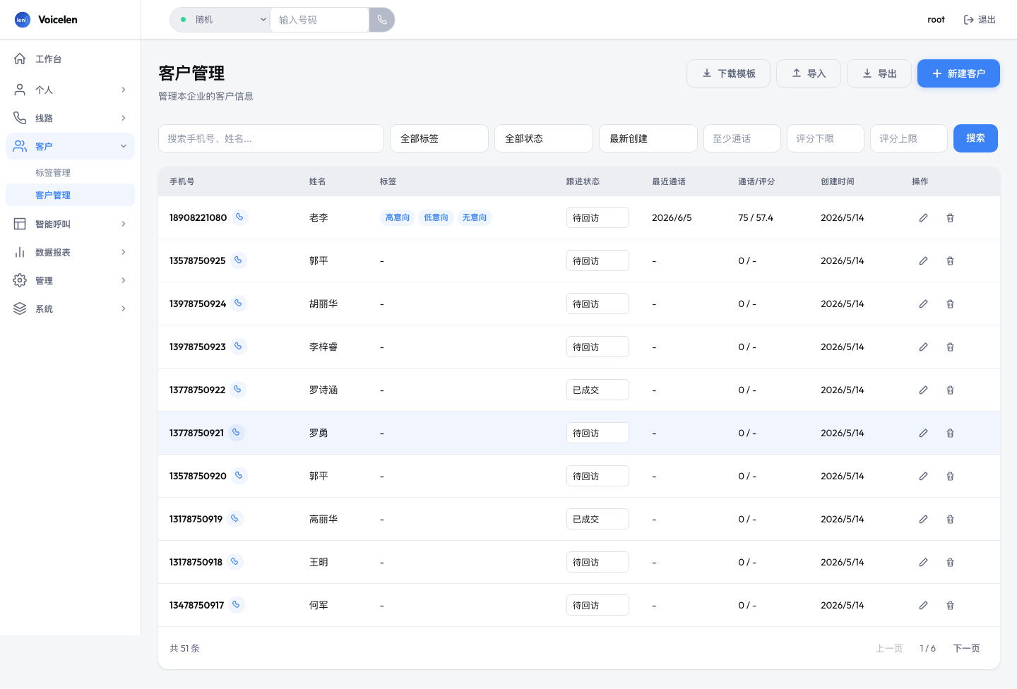 客户列表